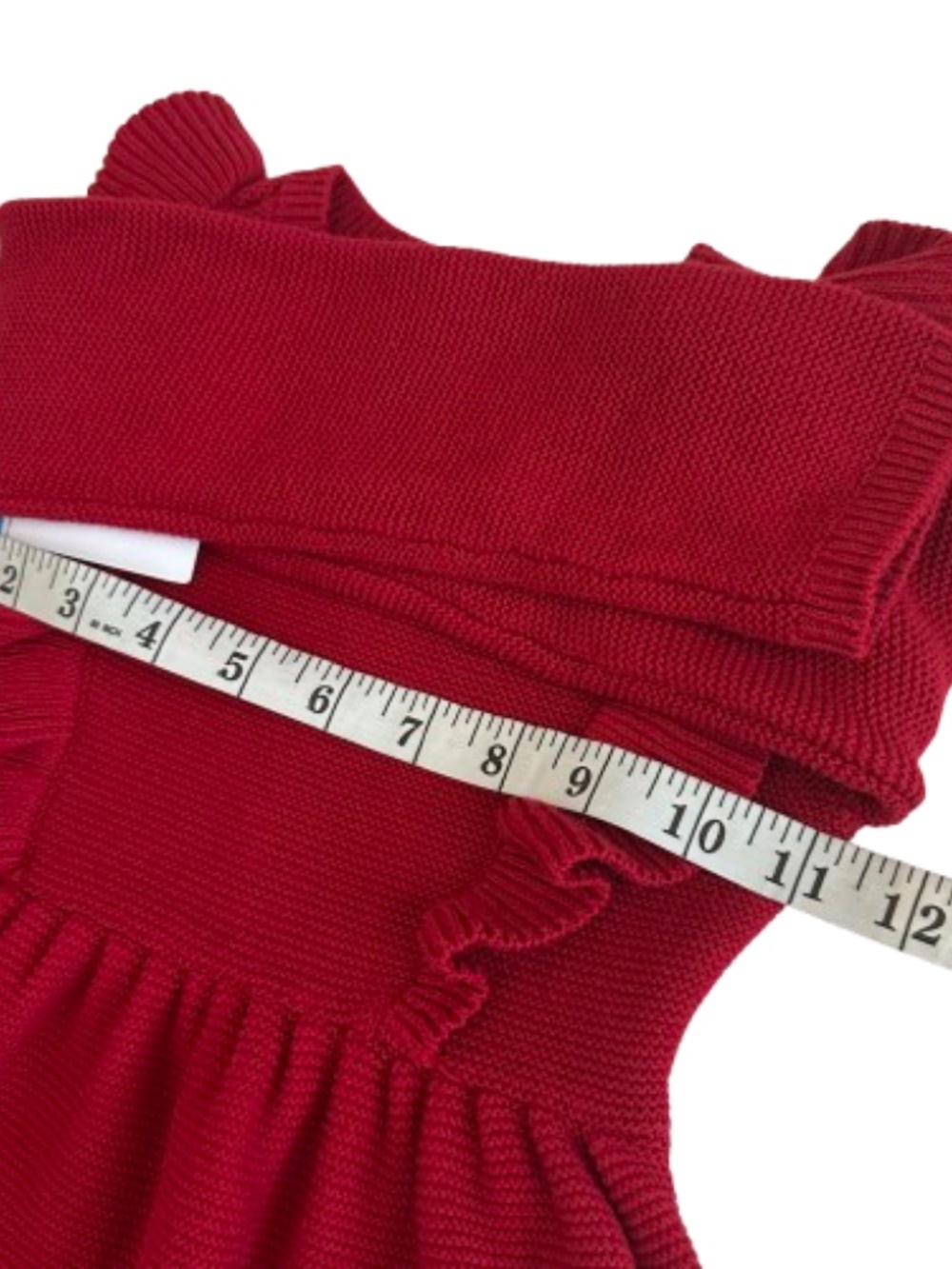 New Carters' 2T Bright Red Knit Ruffled Long Sleeves Round Neck Holiday Dress - Picture 5 of 13